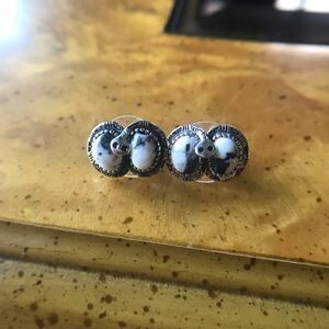 Natural White Buffalo Sterling Silver Snake Earrings